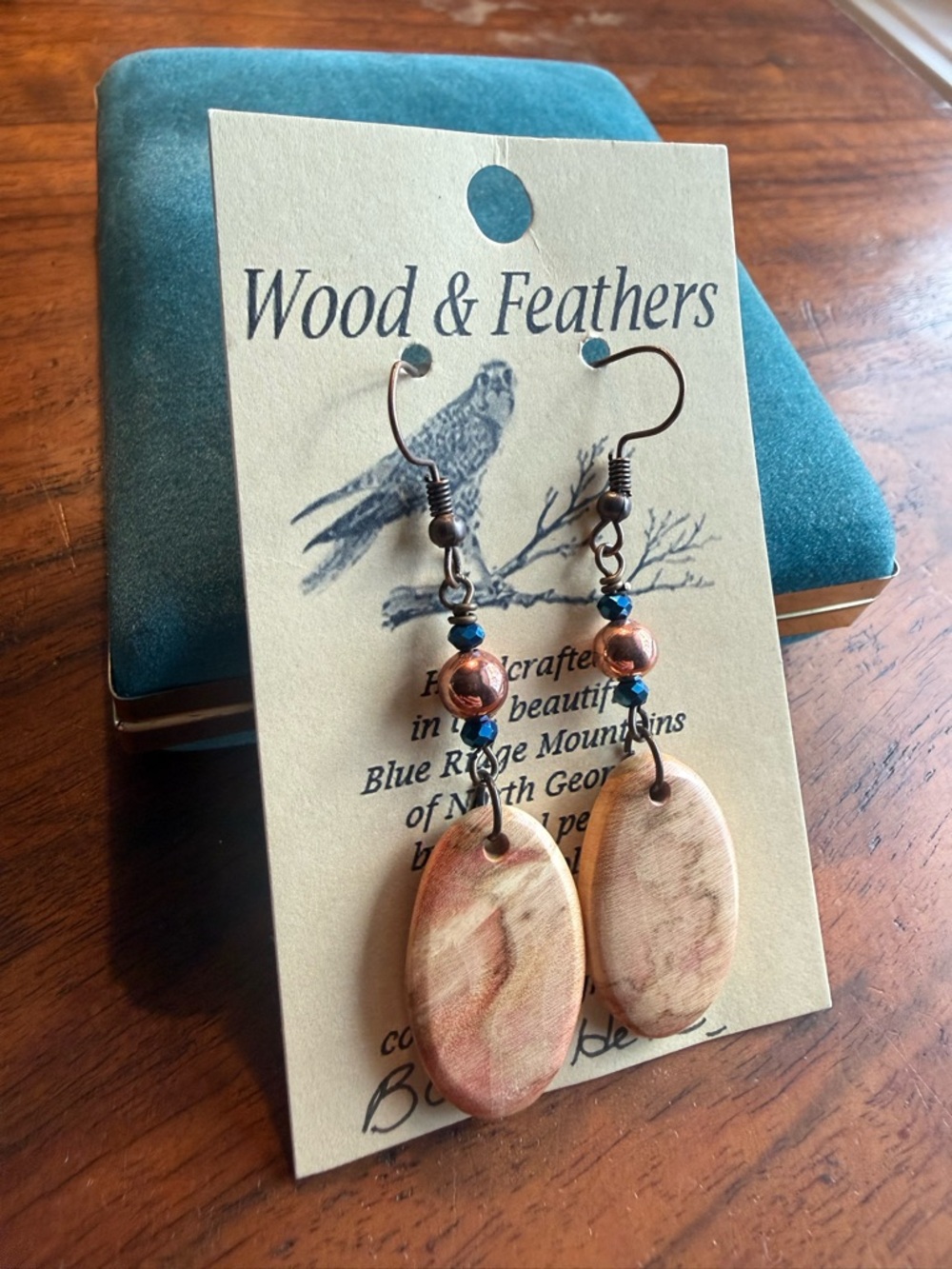 Brand New! Box Elder Wood Drop  Earrings